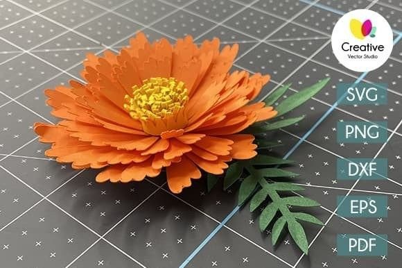 Aster Paper Flower SVG Template №12: 3D SVG & Paper Flowers