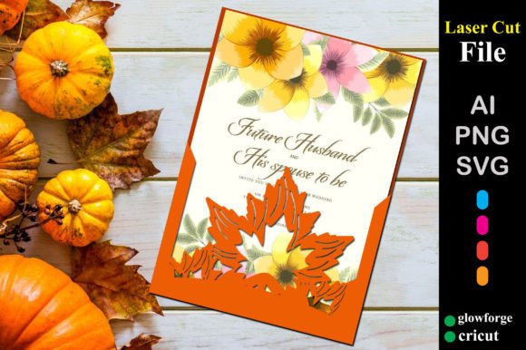 Autumn Wedding Dry Leaf Invitation 3D SVG Shapes