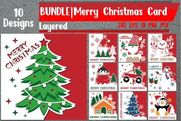 BUNDLE Merry Christmas Card Layered 3D SVG Review