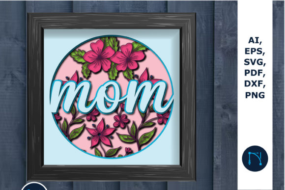 Layered Mom Shadow Box SVG: 3D Design Review