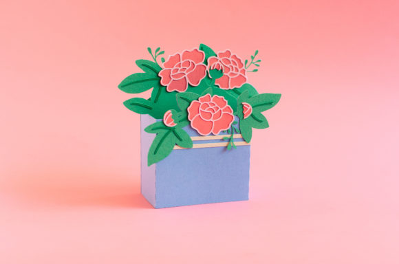 Peonies Box Card: 3D SVG for Seasons