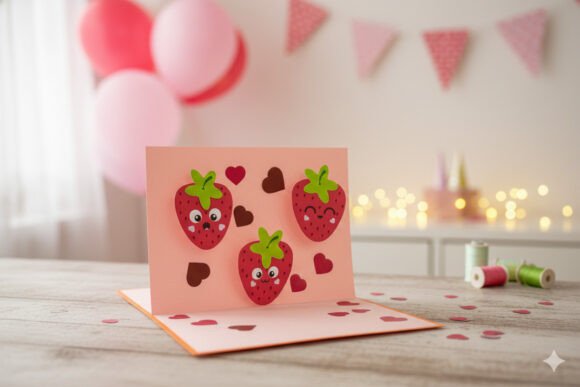 Pop-up Card - Cute Strawberries Review