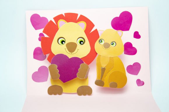 Pop-up Card - Lions in Love: 3D SVG Greeting Cards