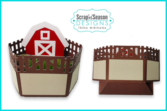 Popup Stage Card - Barn with Fence 3D SVG Shapes