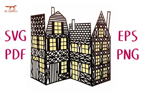 Timbered Houses Accordion Card SVG Cut Review