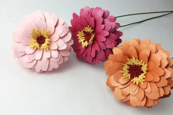 Zinnia Paper Flower: 3D SVG for Branding